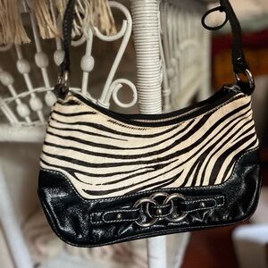 Wilsons Leather Zebra Pattern Black Shoulder Bag